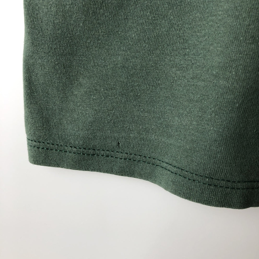 90'S Russell College T-shirt, Made in USA, Men's L size, Vintage cotton Green type dark green Vintage Second Hand