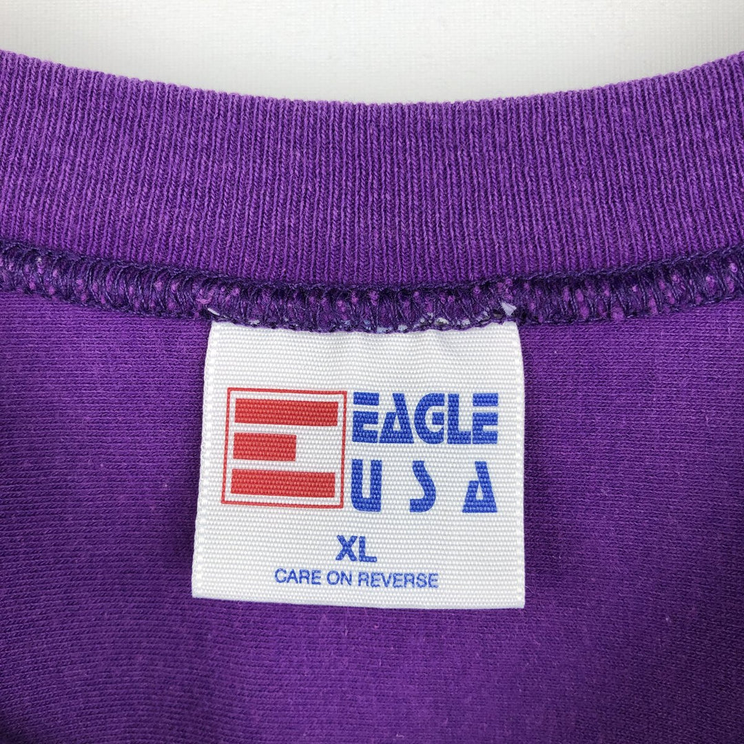 90'S EAGLE USA Football T-shirt, Made in USA, Men's XL equivalent, Vintage cotton purple type Vintage Second Hand