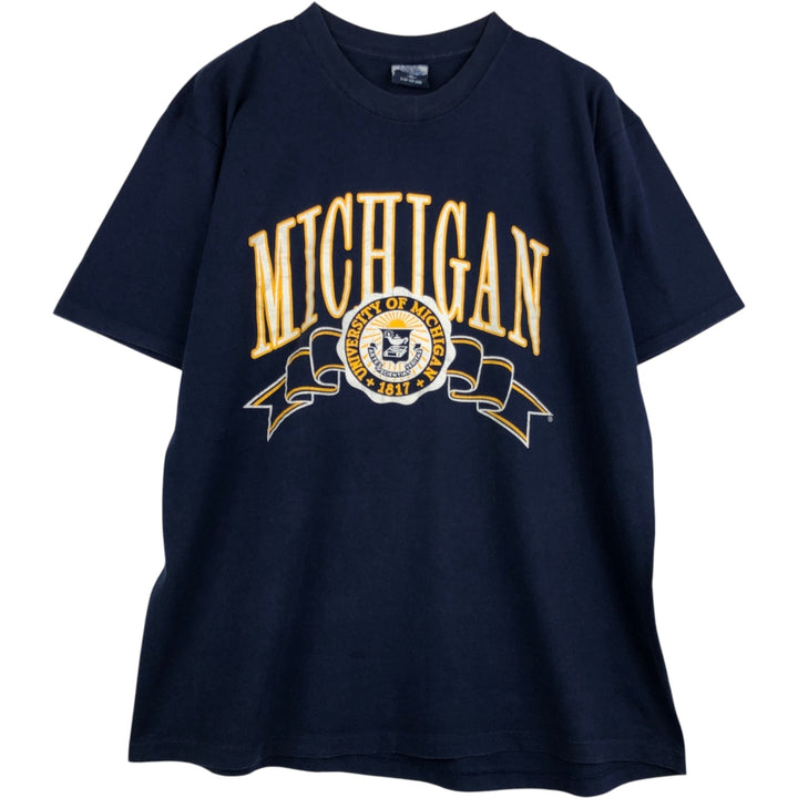 ~90'S MICHIGAN University of Michigan College T-shirt, Men's XL equivalent, Vintage cotton navy blue type Vintage Second Hand