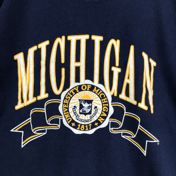 ~90'S MICHIGAN University of Michigan College T-shirt, Men's XL equivalent, Vintage cotton navy blue type Vintage Second Hand