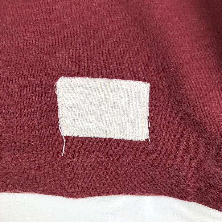 80'S WOLF back print football t-shirt, made in USA, men's size M equivalent, vintage. cotton wine-red Vintage Second Hand
