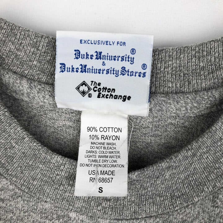 ~90'S Duke University Stores College T-shirt, Made in USA, Men's Size S (approx.), Vintage cotton gray type Vintage Second Hand