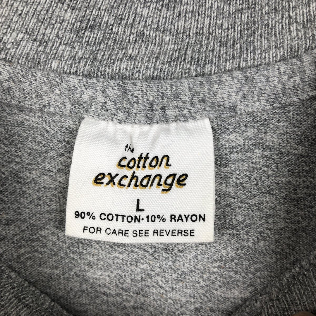 ~90'S The Cotton Exchange College T-shirt, Made in USA, Men's Size L (approx.), Vintage cotton gray type Vintage Second Hand