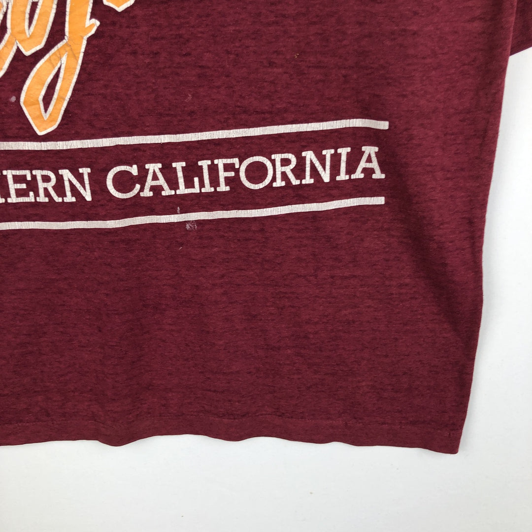 90'S Logo 7 V-neck College T-shirt, Made in USA, Men's Size M (approx.), Vintage cotton Red type red-purple Vintage Second Hand