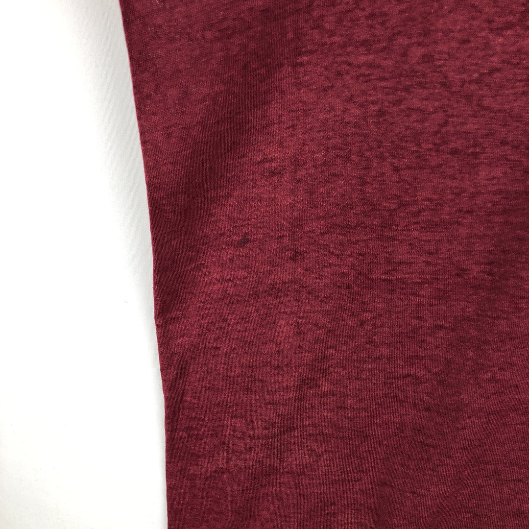 90'S Logo 7 V-neck College T-shirt, Made in USA, Men's Size M (approx.), Vintage cotton Red type red-purple Vintage Second Hand