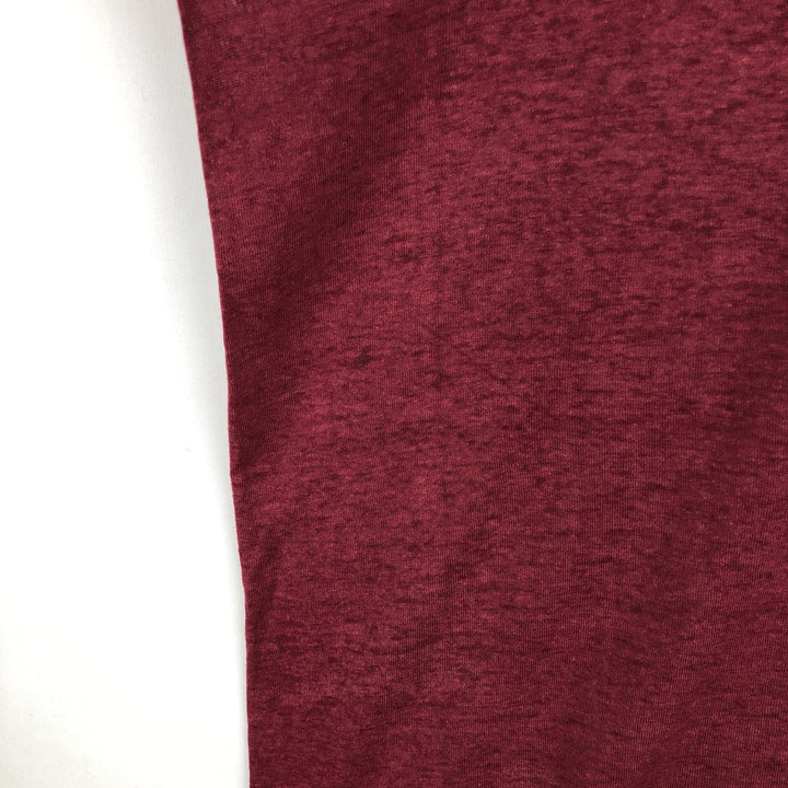90'S Logo 7 V-neck College T-shirt, Made in USA, Men's Size M (approx.), Vintage cotton Red type red-purple Vintage Second Hand