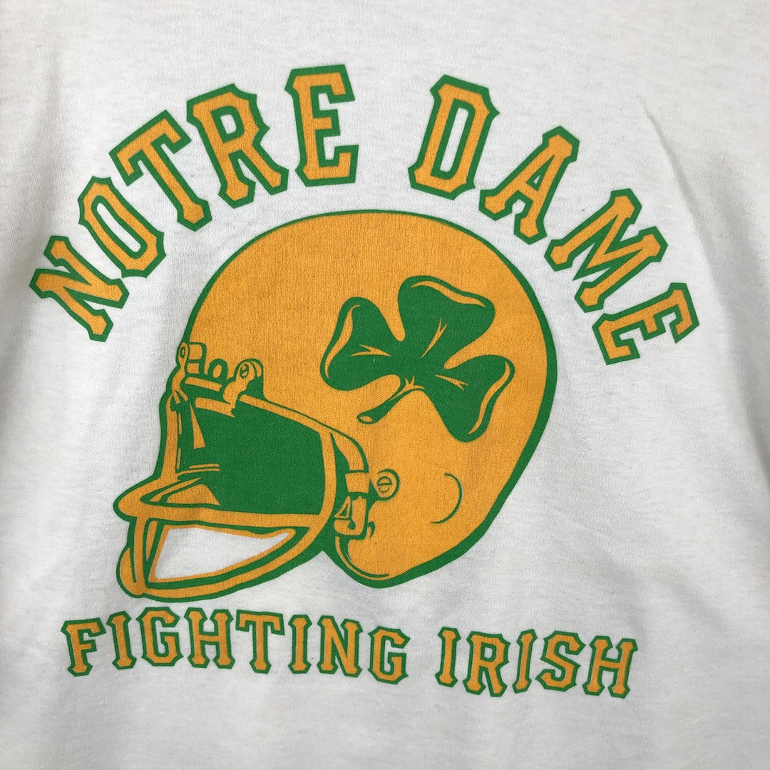 80'S ARTEX FIGHTIN' IRISH Notre Dame University Fighting Irish Five-quarter sleeve football t-shirt, men's size M equivalent. unclear white type Vintage Second Hand