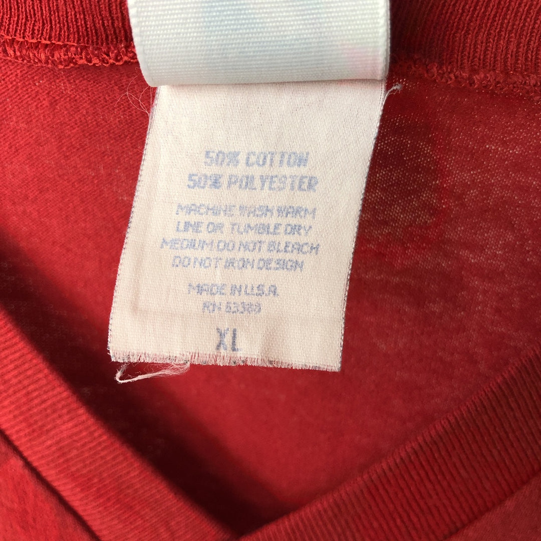 90'S Logo Seven LOGO 7 Triple Print V-Neck College T-Shirt, Made in USA, Men's XL equivalent. cotton red type Vintage Second Hand