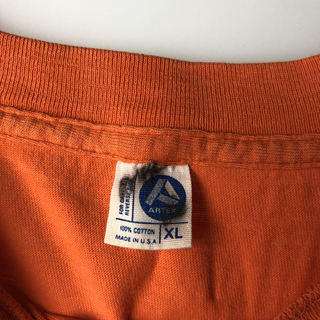 ~90'S ARTEX College T-Shirt, Made in USA, Men's XL equivalent, Vintage cotton orange type Vintage Second Hand