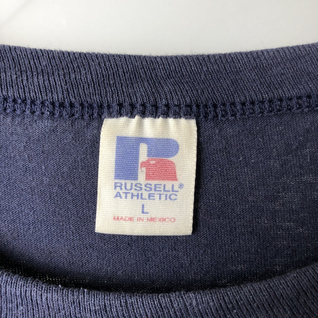 90'S Russell College T-shirt, Men's Size L (approx.), Vintage cotton navy blue type Vintage Second Hand