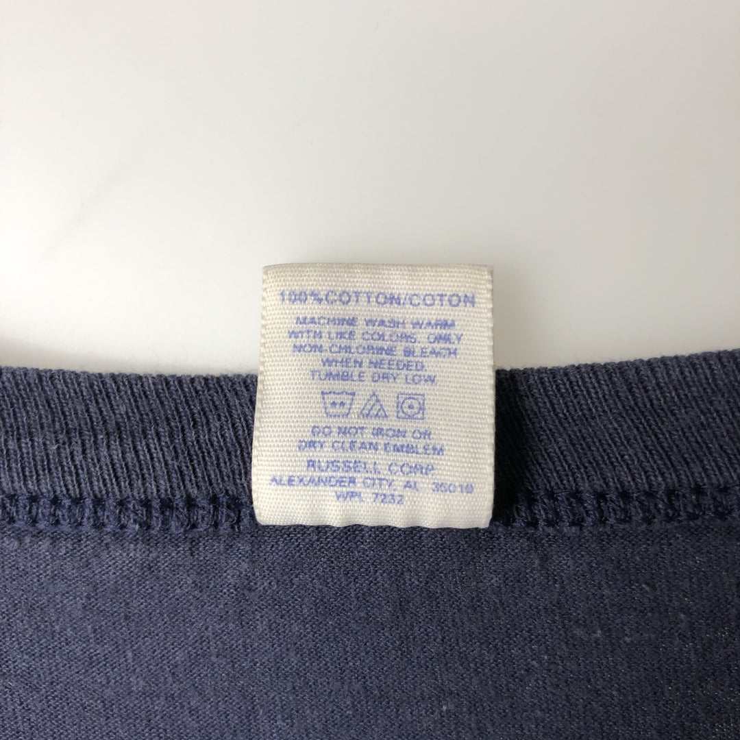90'S Russell College T-shirt, Men's Size L (approx.), Vintage cotton navy blue type Vintage Second Hand