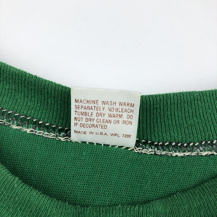 70'S sportswear football t-shirt, made in USA, men's size L equivalent, vintage. polyester green type Vintage Second Hand
