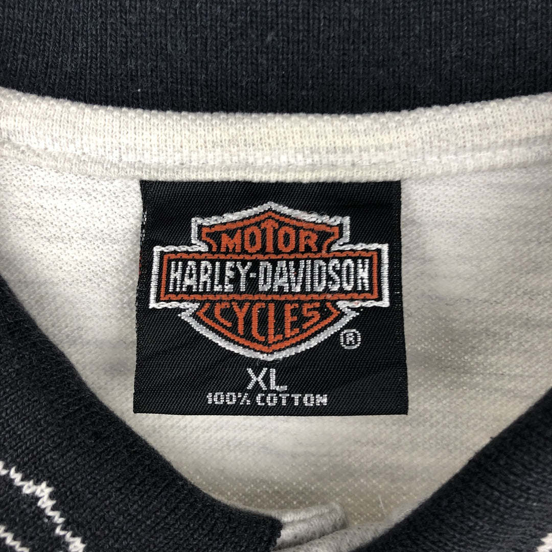 1990'S Harley-Davidson Short-Sleeve Polo Shirt, Made in USA, Men's Size XL (Equivalent), Vintage cotton gray type Vintage Second Hand