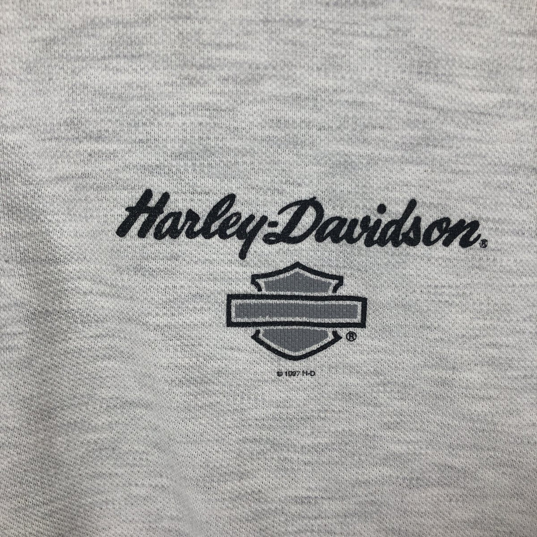 1990'S Harley-Davidson Short-Sleeve Polo Shirt, Made in USA, Men's Size XL (Equivalent), Vintage cotton gray type Vintage Second Hand
