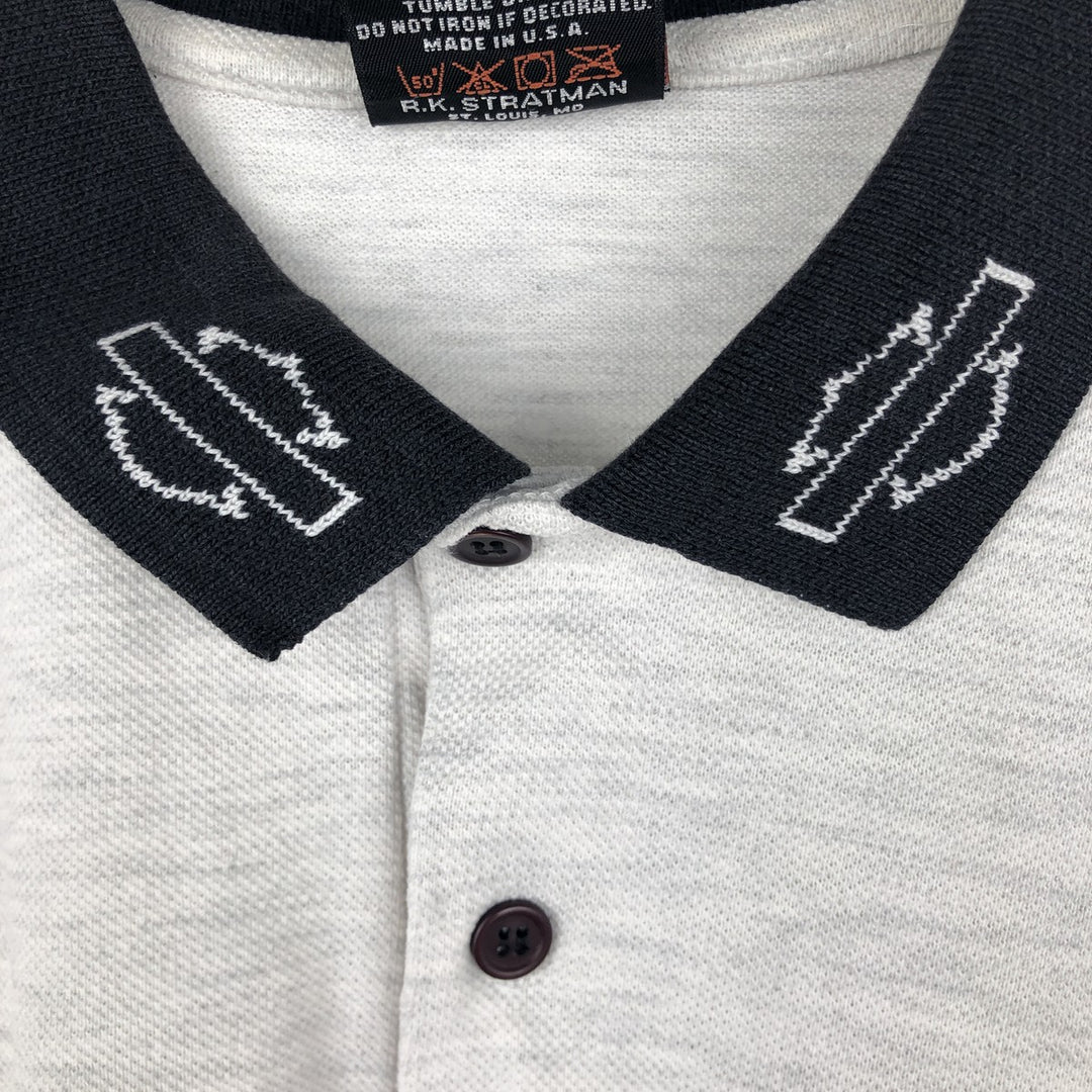 1990'S Harley-Davidson Short-Sleeve Polo Shirt, Made in USA, Men's Size XL (Equivalent), Vintage cotton gray type Vintage Second Hand