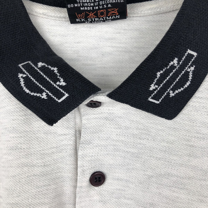 1990'S Harley-Davidson Short-Sleeve Polo Shirt, Made in USA, Men's Size XL (Equivalent), Vintage cotton gray type Vintage Second Hand