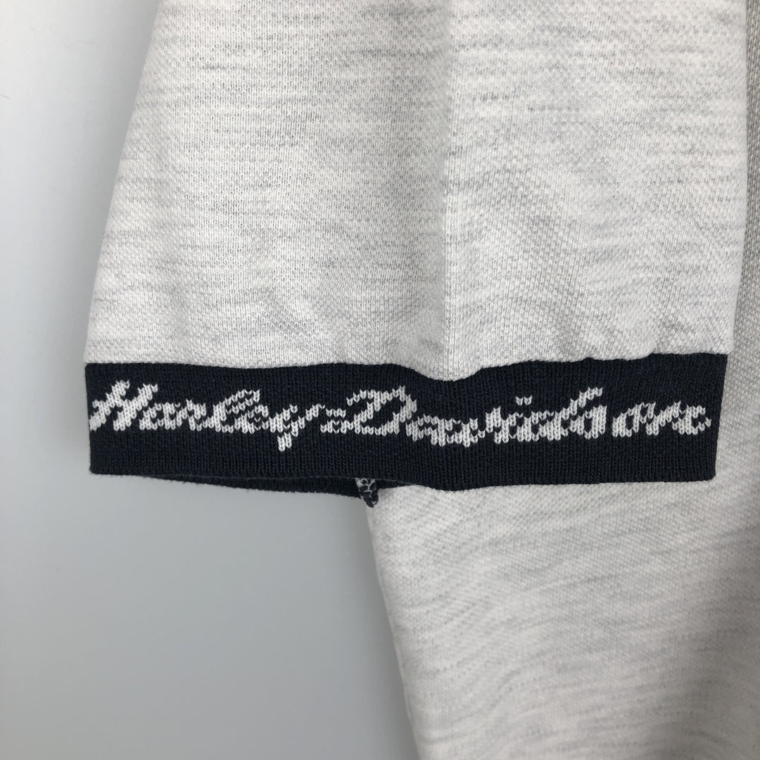 1990'S Harley-Davidson Short-Sleeve Polo Shirt, Made in USA, Men's Size XL (Equivalent), Vintage cotton gray type Vintage Second Hand