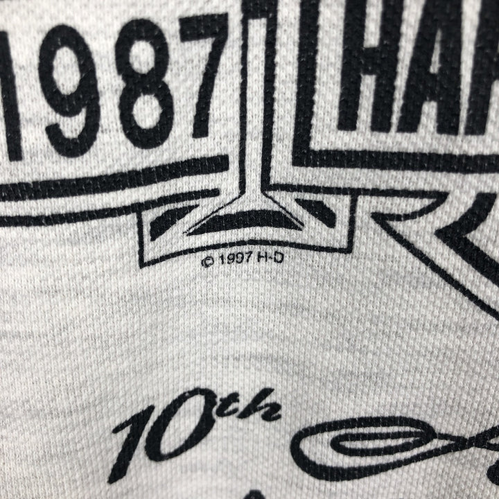 1990'S Harley-Davidson Short-Sleeve Polo Shirt, Made in USA, Men's Size XL (Equivalent), Vintage cotton gray type Vintage Second Hand