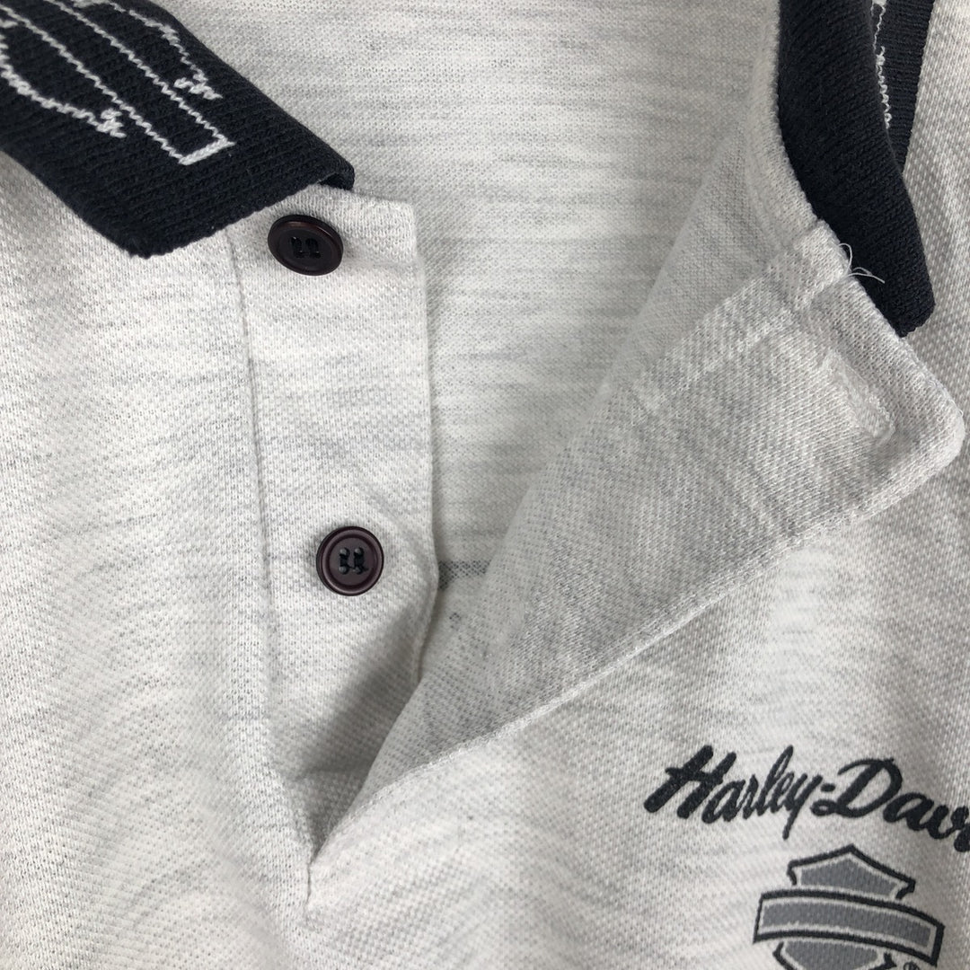 1990'S Harley-Davidson Short-Sleeve Polo Shirt, Made in USA, Men's Size XL (Equivalent), Vintage cotton gray type Vintage Second Hand
