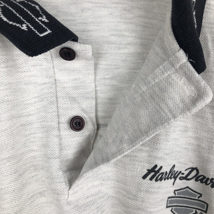 1990'S Harley-Davidson Short-Sleeve Polo Shirt, Made in USA, Men's Size XL (Equivalent), Vintage cotton gray type Vintage Second Hand