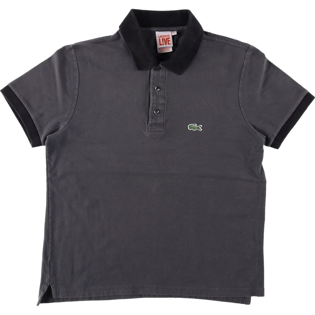 Lacoste LACOSTE LIVE French Collection Short-Sleeve Polo Shirt, Women's Size M (approx.) cotton Charcoal Vintage Second Hand