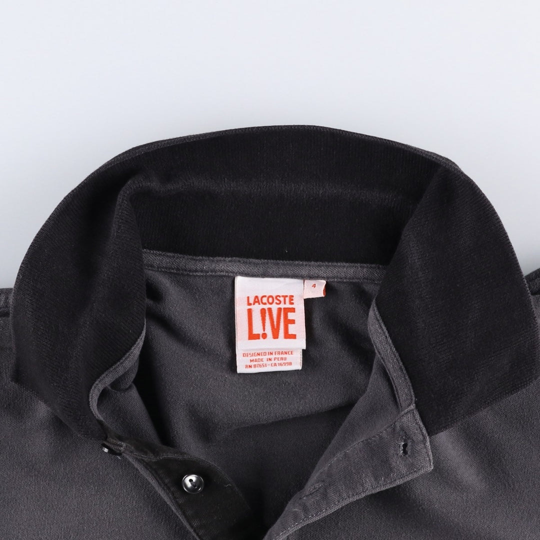 Lacoste LACOSTE LIVE French Collection Short-Sleeve Polo Shirt, Women's Size M (approx.) cotton Charcoal Vintage Second Hand