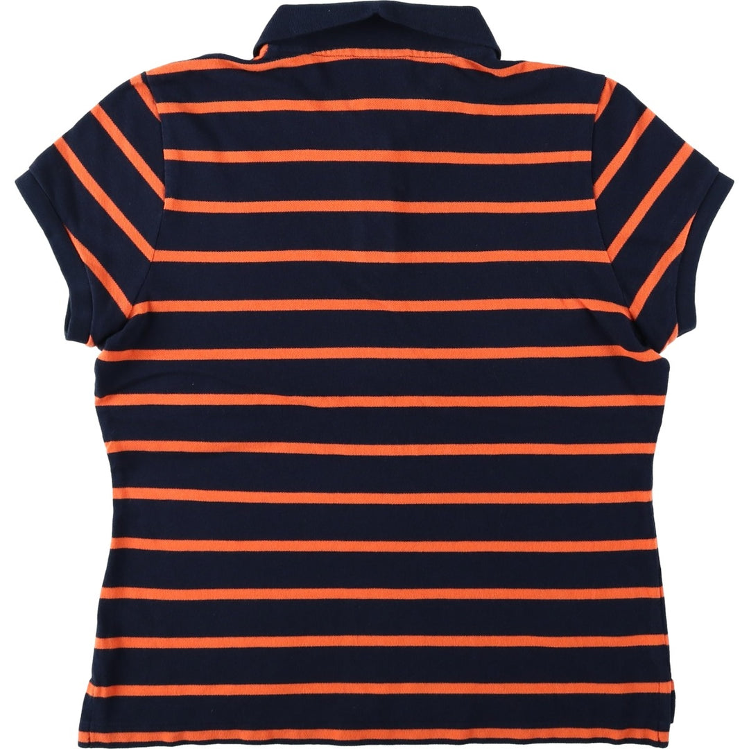 Ralph Lauren POLO JEANS COMPANY Short-Sleeve Striped Polo Shirt, Women's Size M (approx.) cotton navy blue type Vintage Second Hand