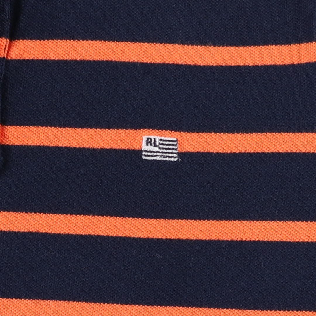 Ralph Lauren POLO JEANS COMPANY Short-Sleeve Striped Polo Shirt, Women's Size M (approx.) cotton navy blue type Vintage Second Hand