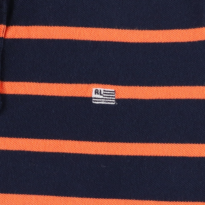 Ralph Lauren POLO JEANS COMPANY Short-Sleeve Striped Polo Shirt, Women's Size M (approx.) cotton navy blue type Vintage Second Hand