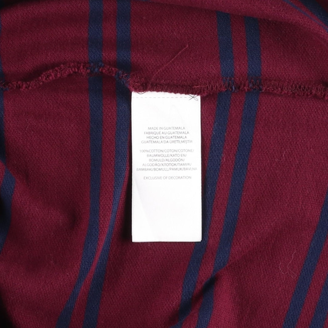 Ralph Lauren POLO RALPH LAUREN Short-Sleeve Striped Polo Shirt, Women's Size S (approx.) cotton bordeaux Vintage Second Hand
