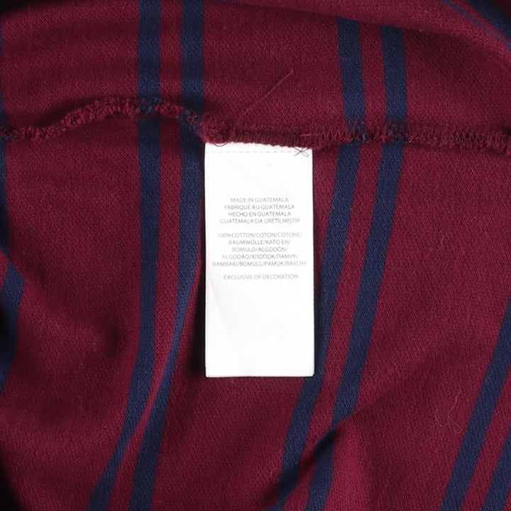 Ralph Lauren POLO RALPH LAUREN Short-Sleeve Striped Polo Shirt, Women's Size S (approx.) cotton bordeaux Vintage Second Hand