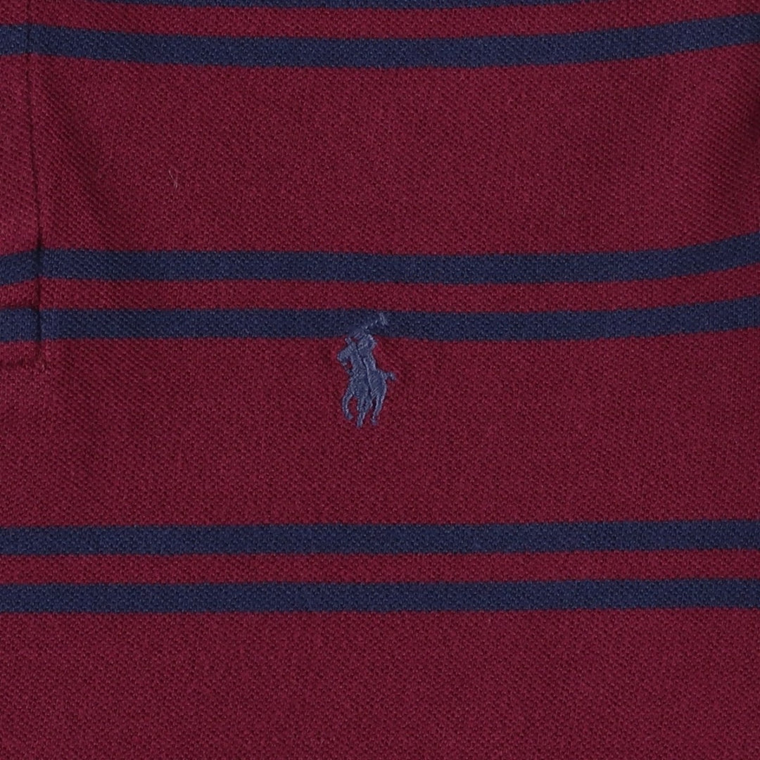 Ralph Lauren POLO RALPH LAUREN Short-Sleeve Striped Polo Shirt, Women's Size S (approx.) cotton bordeaux Vintage Second Hand