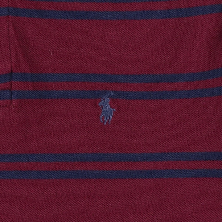 Ralph Lauren POLO RALPH LAUREN Short-Sleeve Striped Polo Shirt, Women's Size S (approx.) cotton bordeaux Vintage Second Hand
