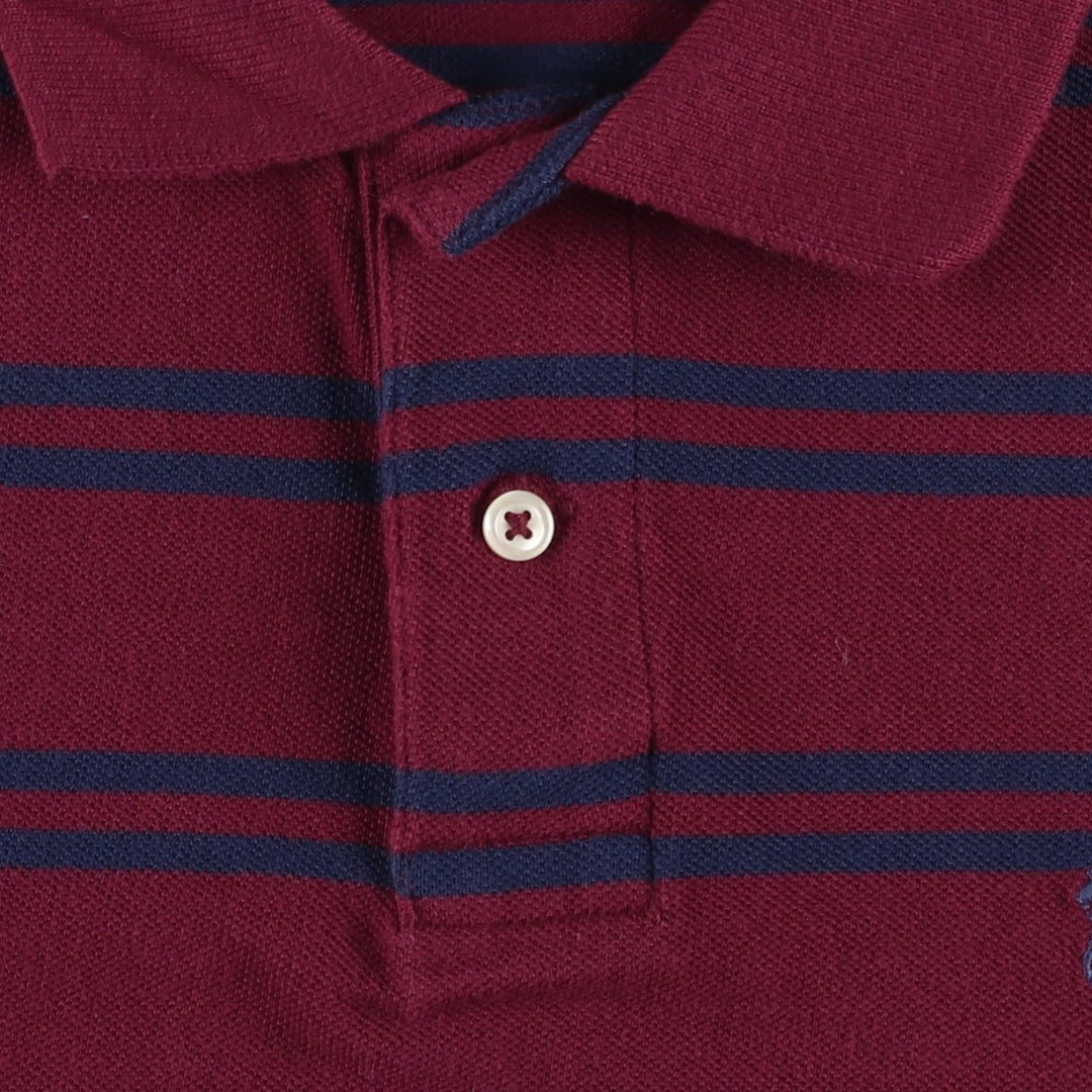 Ralph Lauren POLO RALPH LAUREN Short-Sleeve Striped Polo Shirt, Women's Size S (approx.) cotton bordeaux Vintage Second Hand