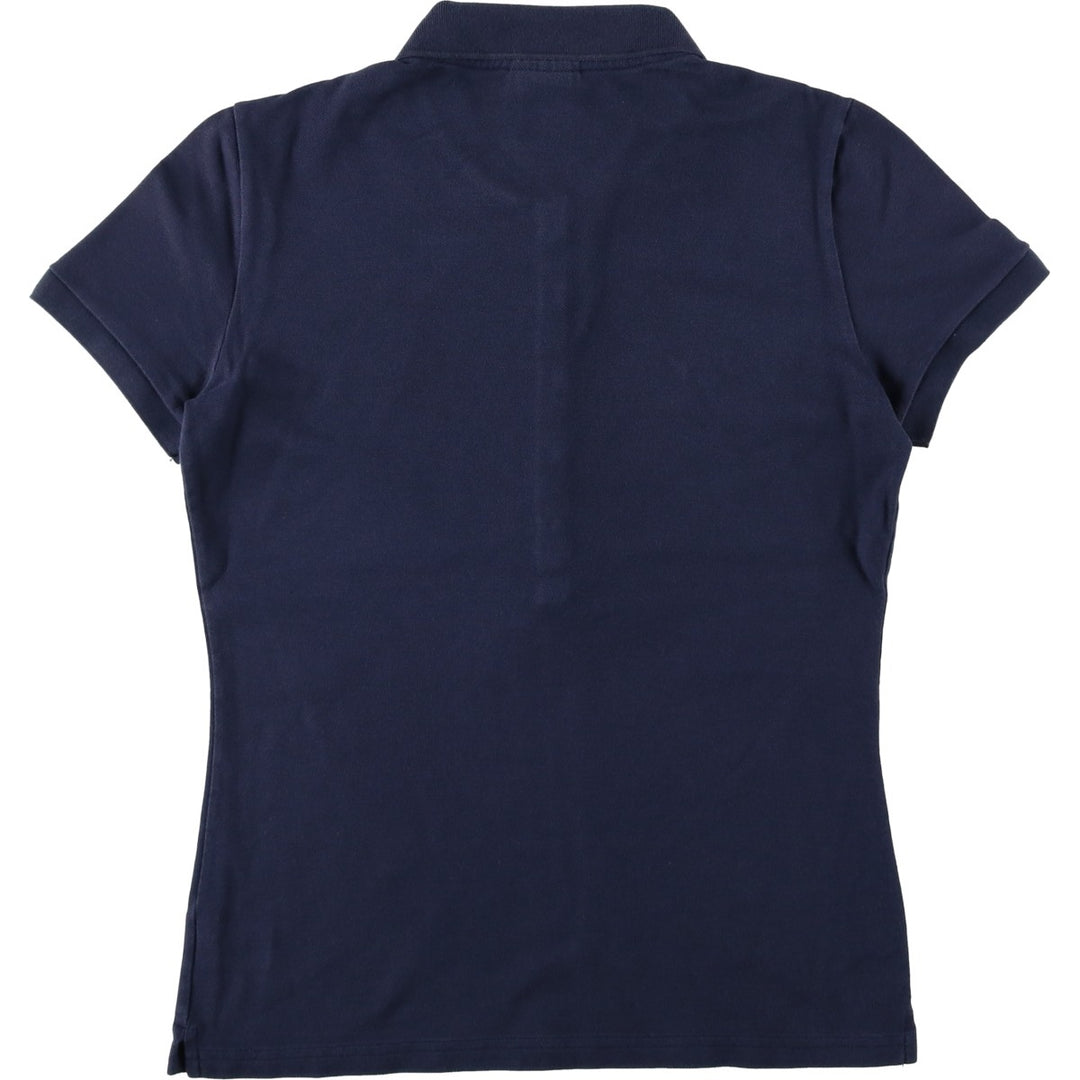 Lacoste (LACOSTE) French design short-sleeved polo shirt, women's size S (approx.) cotton navy blue type Vintage Second Hand