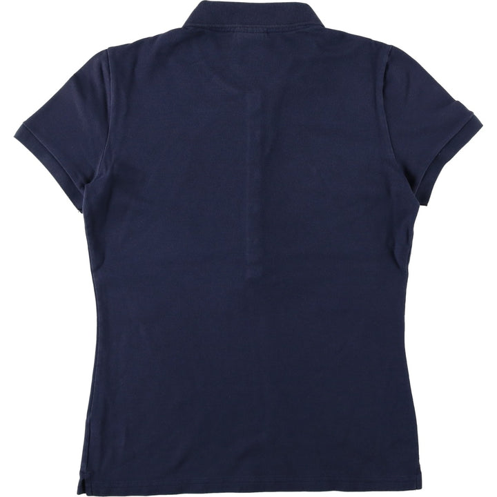 Lacoste (LACOSTE) French design short-sleeved polo shirt, women's size S (approx.) cotton navy blue type Vintage Second Hand