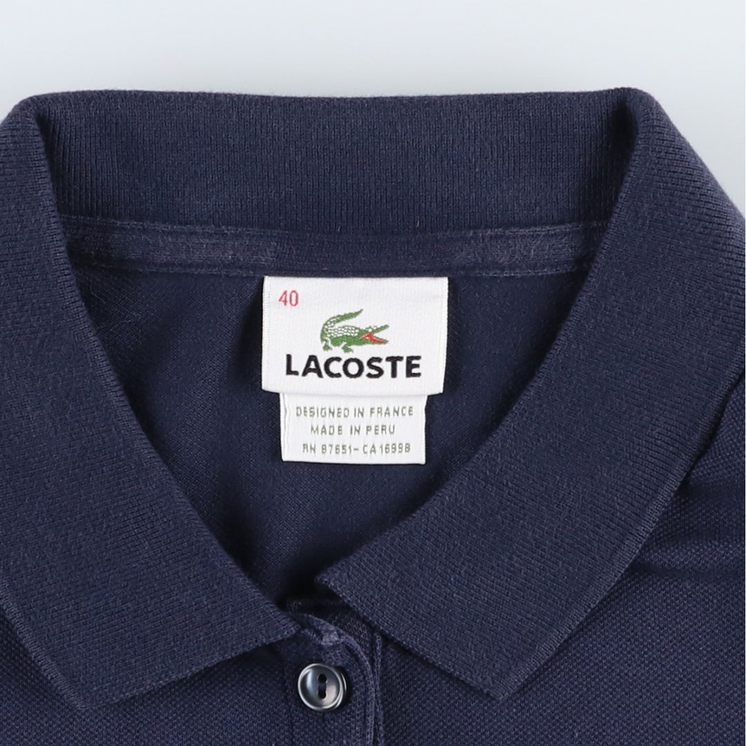 Lacoste (LACOSTE) French design short-sleeved polo shirt, women's size S (approx.) cotton navy blue type Vintage Second Hand
