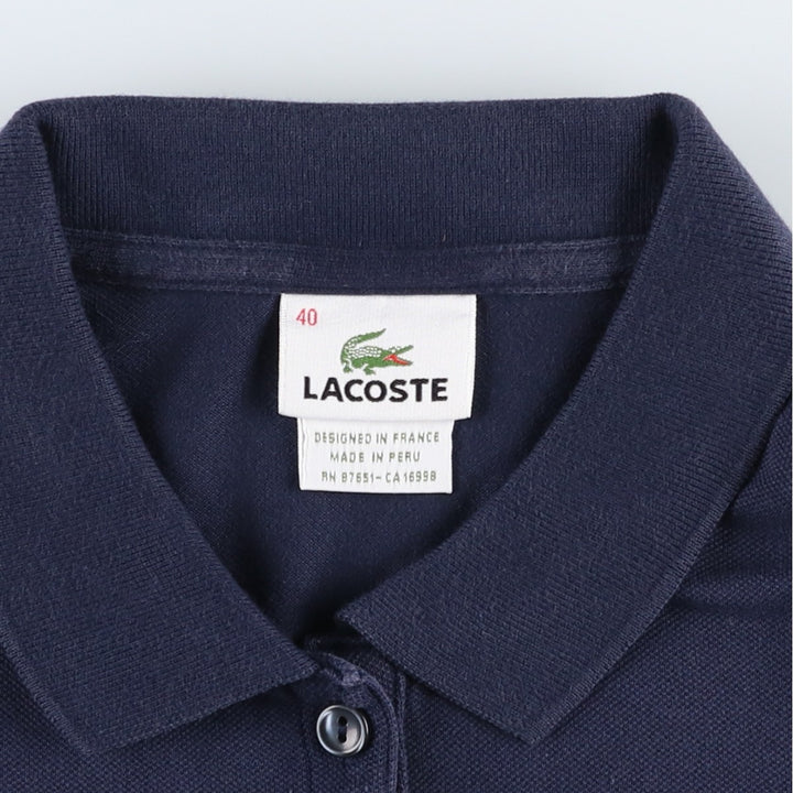 Lacoste (LACOSTE) French design short-sleeved polo shirt, women's size S (approx.) cotton navy blue type Vintage Second Hand