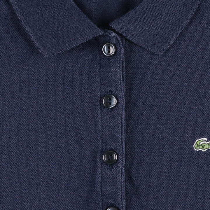 Lacoste (LACOSTE) French design short-sleeved polo shirt, women's size S (approx.) cotton navy blue type Vintage Second Hand