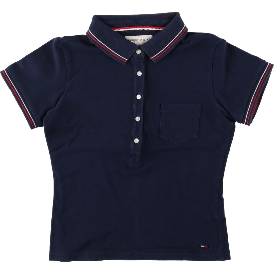 Tommy Hilfiger TOMMY GIRL short-sleeved polo shirt, women's size S (approx.) cotton navy blue type Vintage Second Hand