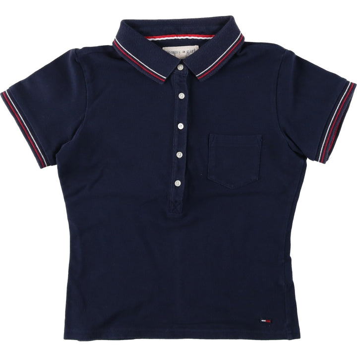 Tommy Hilfiger TOMMY GIRL short-sleeved polo shirt, women's size S (approx.) cotton navy blue type Vintage Second Hand