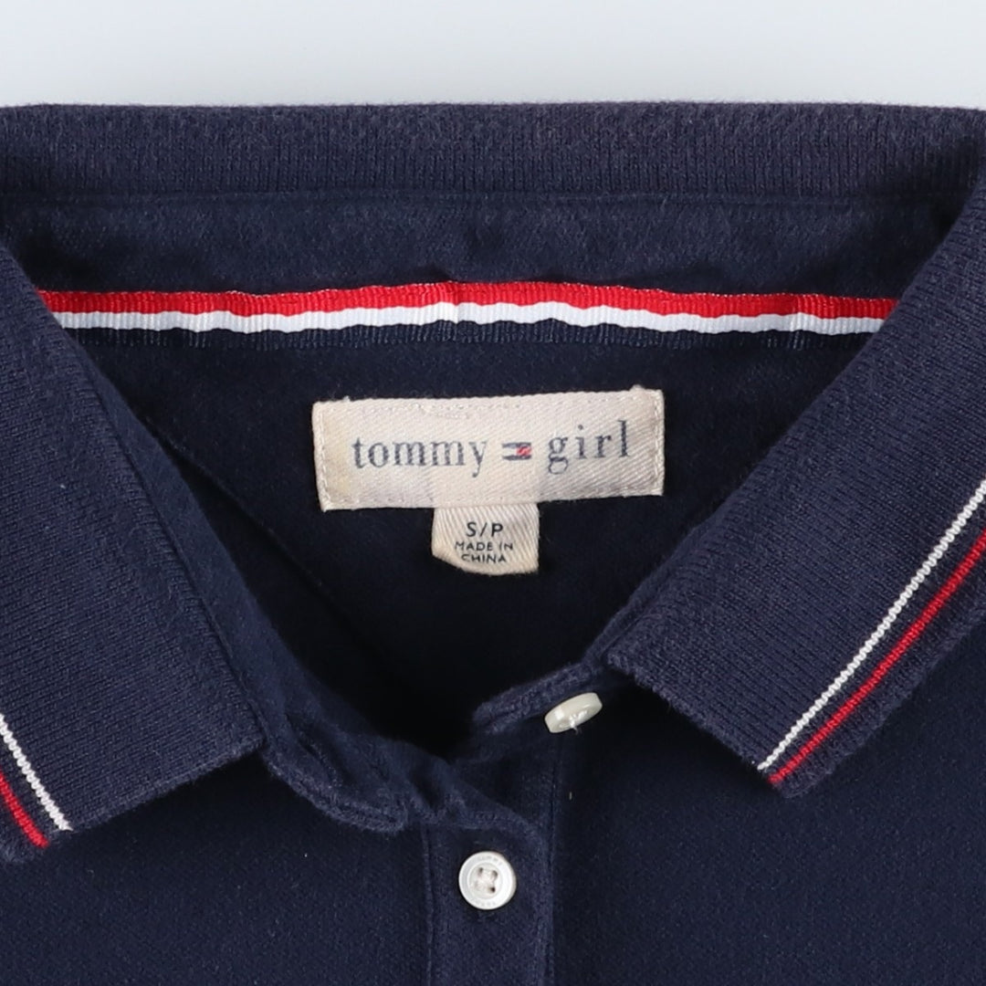 Tommy Hilfiger TOMMY GIRL short-sleeved polo shirt, women's size S (approx.) cotton navy blue type Vintage Second Hand