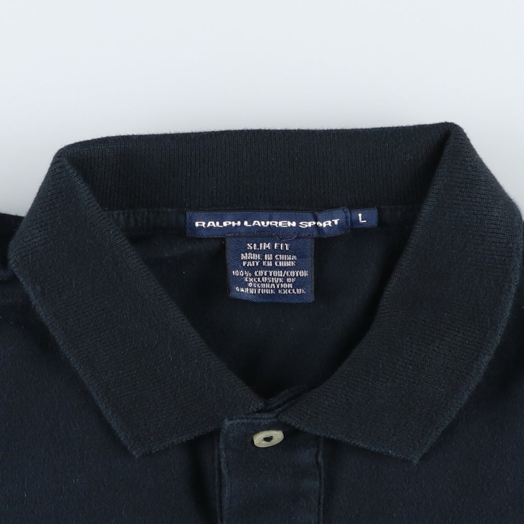 Ralph Lauren RALPH LAUREN SPORT SLIM FIT Short-Sleeve Polo Shirt, Women's Size L (approx.) cotton black type Vintage Second Hand