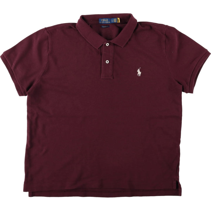 Ralph Lauren POLO RALPH LAUREN CLASSIC FIT short sleeve polo shirt for women, size L cotton bordeaux Vintage Second Hand