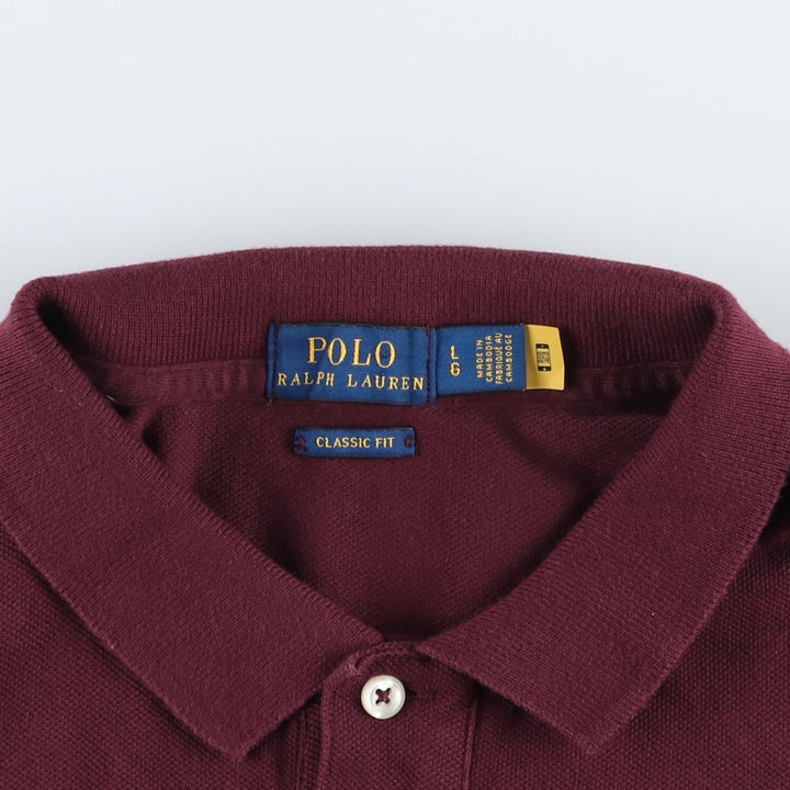 Ralph Lauren POLO RALPH LAUREN CLASSIC FIT short sleeve polo shirt for women, size L cotton bordeaux Vintage Second Hand