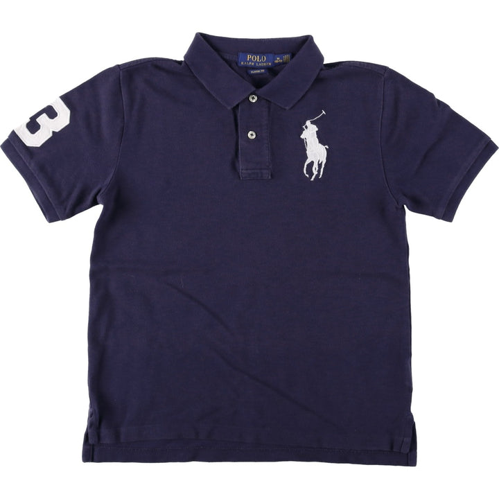 Ralph Lauren POLO RALPH LAUREN CLASSIC FIT Big Pony Short-Sleeve Polo Shirt (Women's Size S) cotton navy blue type Vintage Second Hand