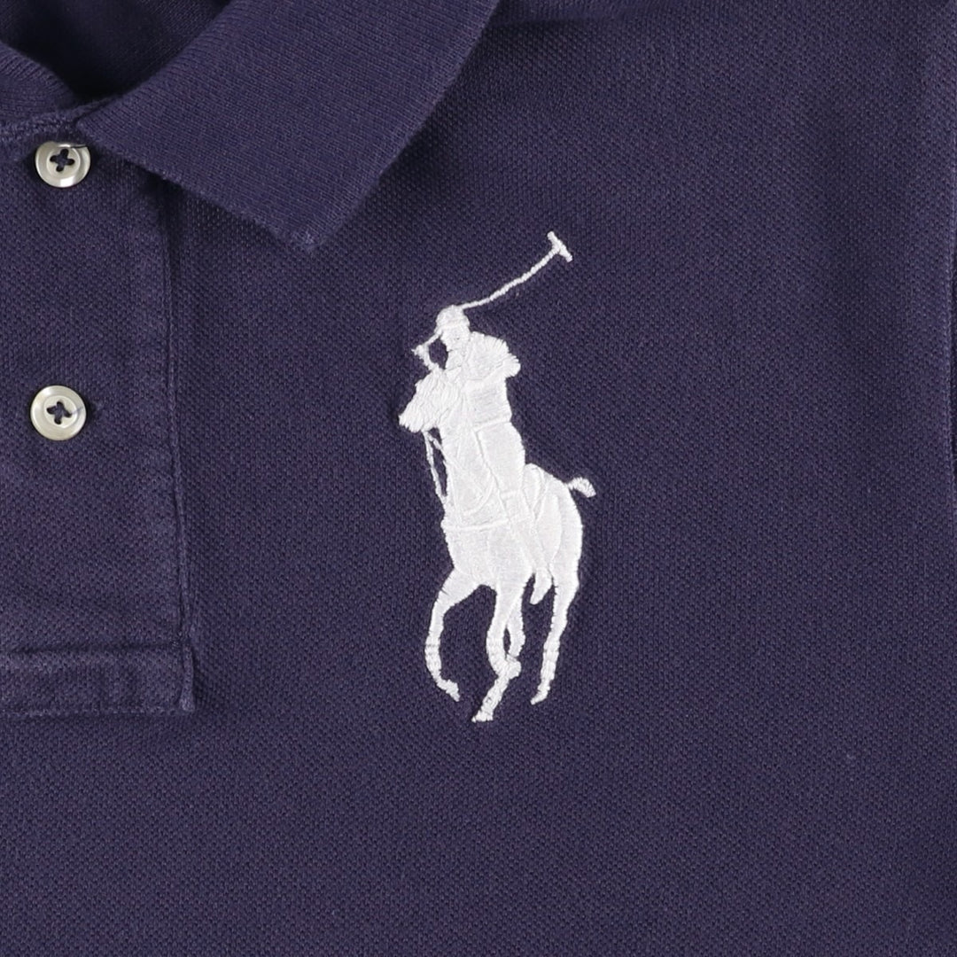 Ralph Lauren POLO RALPH LAUREN CLASSIC FIT Big Pony Short-Sleeve Polo Shirt (Women's Size S) cotton navy blue type Vintage Second Hand