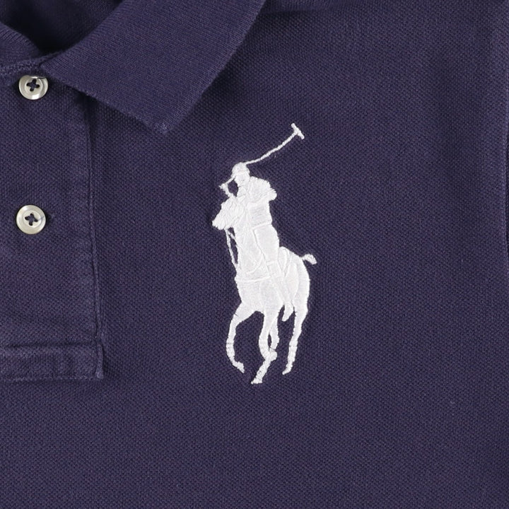 Ralph Lauren POLO RALPH LAUREN CLASSIC FIT Big Pony Short-Sleeve Polo Shirt (Women's Size S) cotton navy blue type Vintage Second Hand