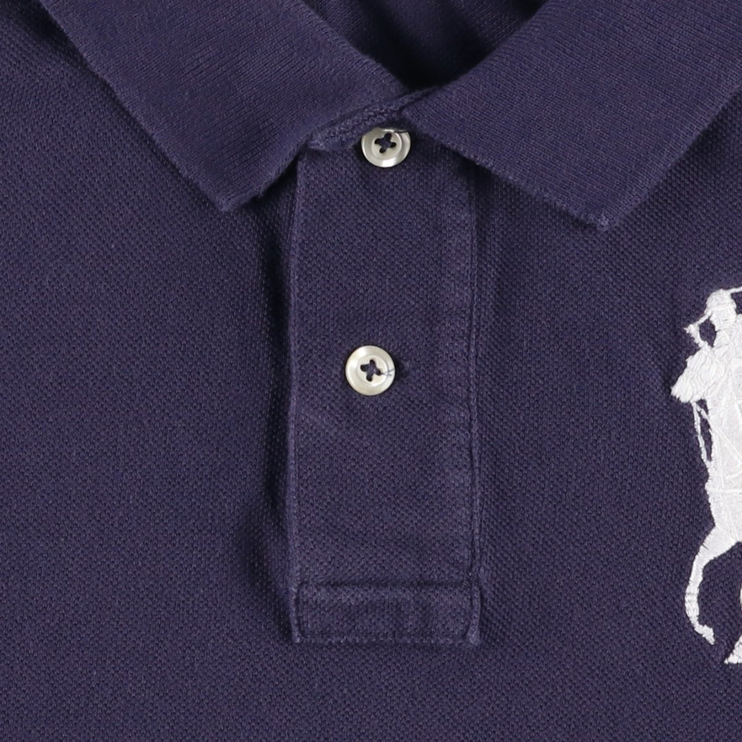 Ralph Lauren POLO RALPH LAUREN CLASSIC FIT Big Pony Short-Sleeve Polo Shirt (Women's Size S) cotton navy blue type Vintage Second Hand