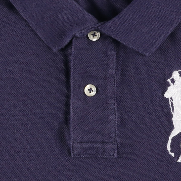Ralph Lauren POLO RALPH LAUREN CLASSIC FIT Big Pony Short-Sleeve Polo Shirt (Women's Size S) cotton navy blue type Vintage Second Hand